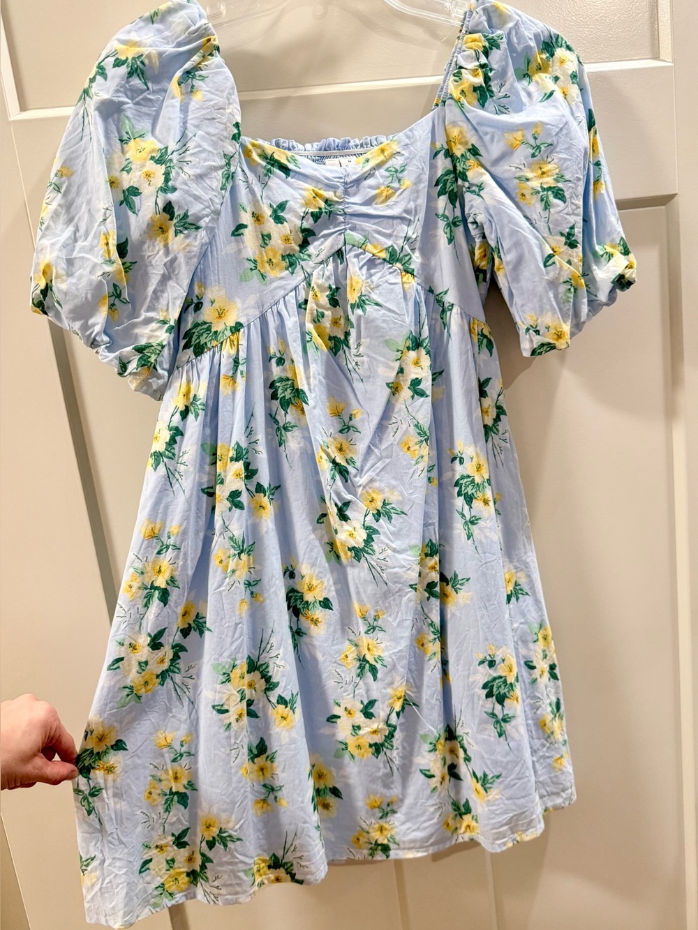 Janie and Jack Blue Floral Puff-Sleeve Mini Dress